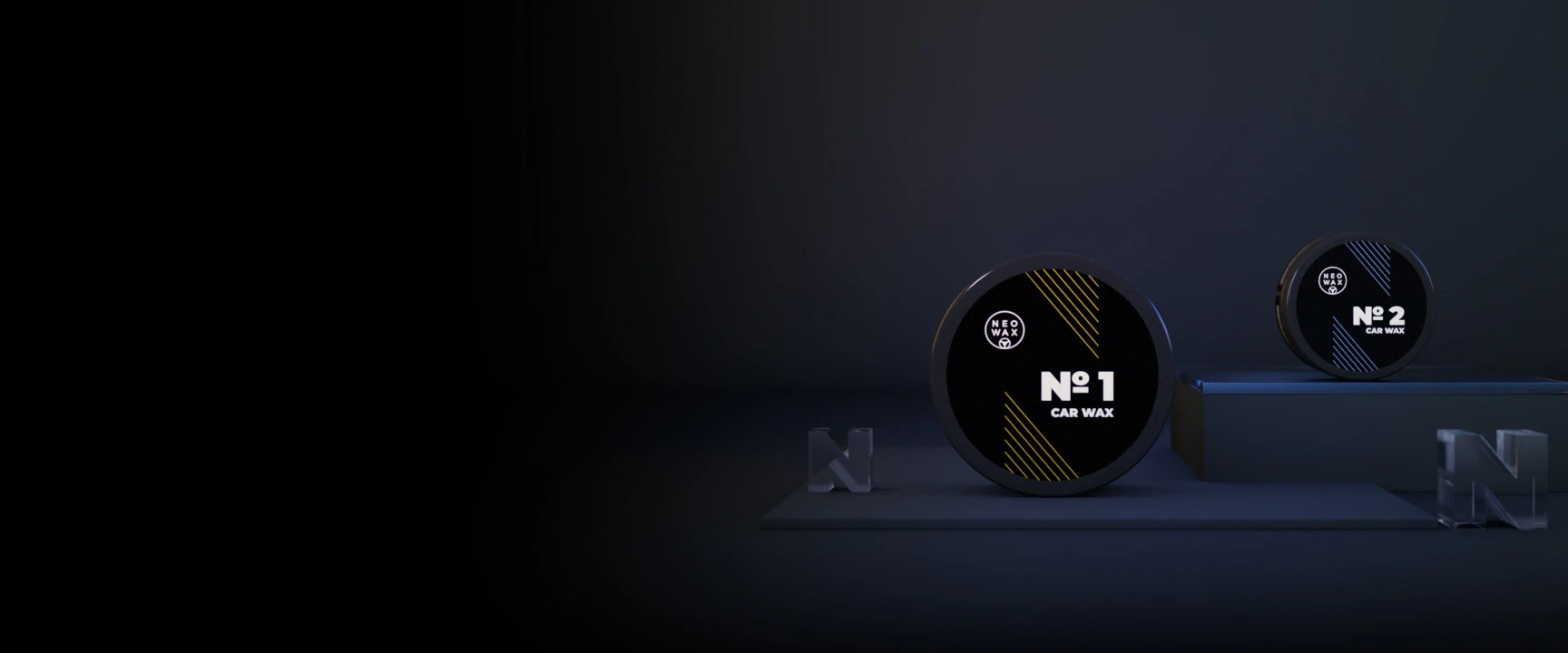 NEOWAX Car Wax No. 1 and No. 2 in a dark studio